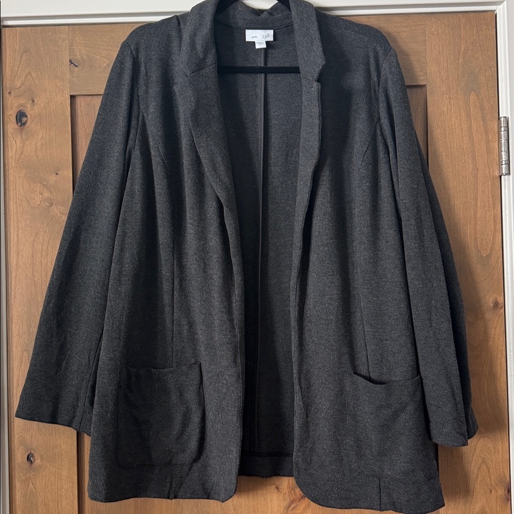 J. Jill Ponte Open Front jacket Womens L Stretch Long Sleeve Gray Office career